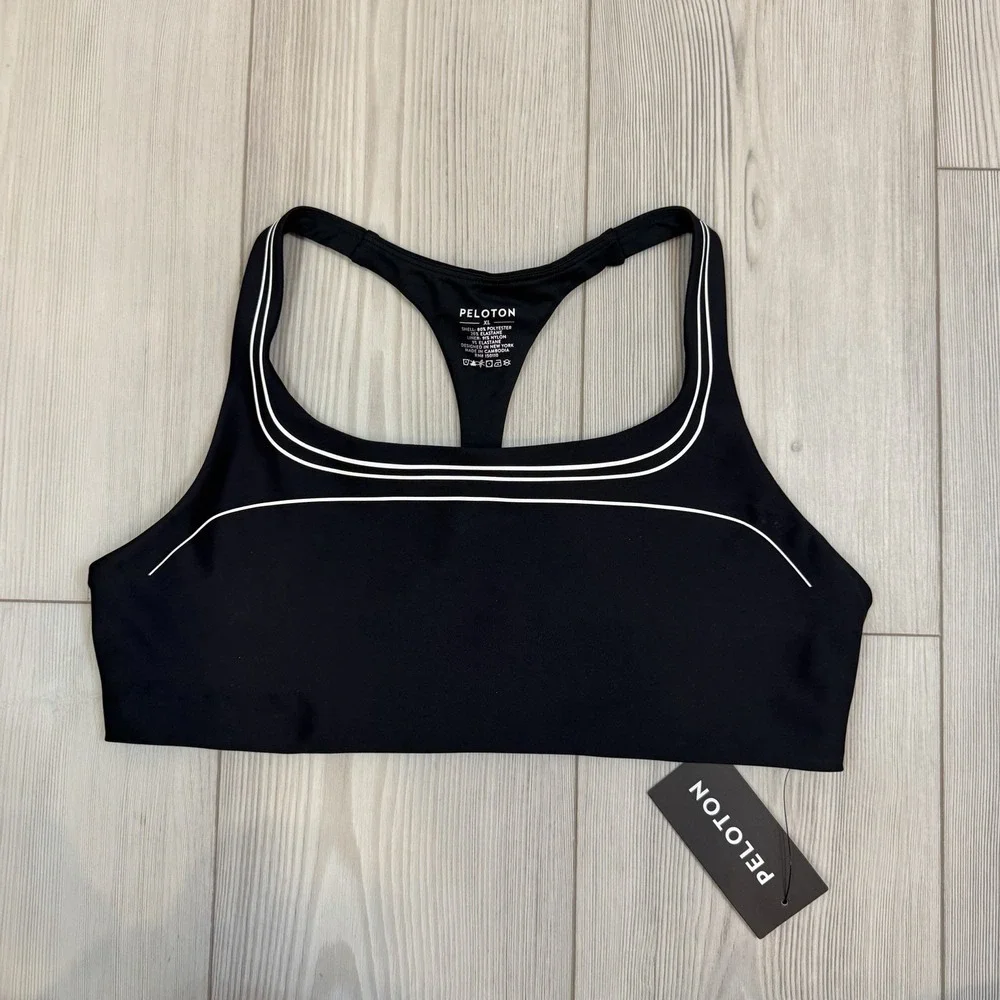 NWT Peloton X Robin Arzon XL Merit Scoop Neck Racerback Bra‎ Black
